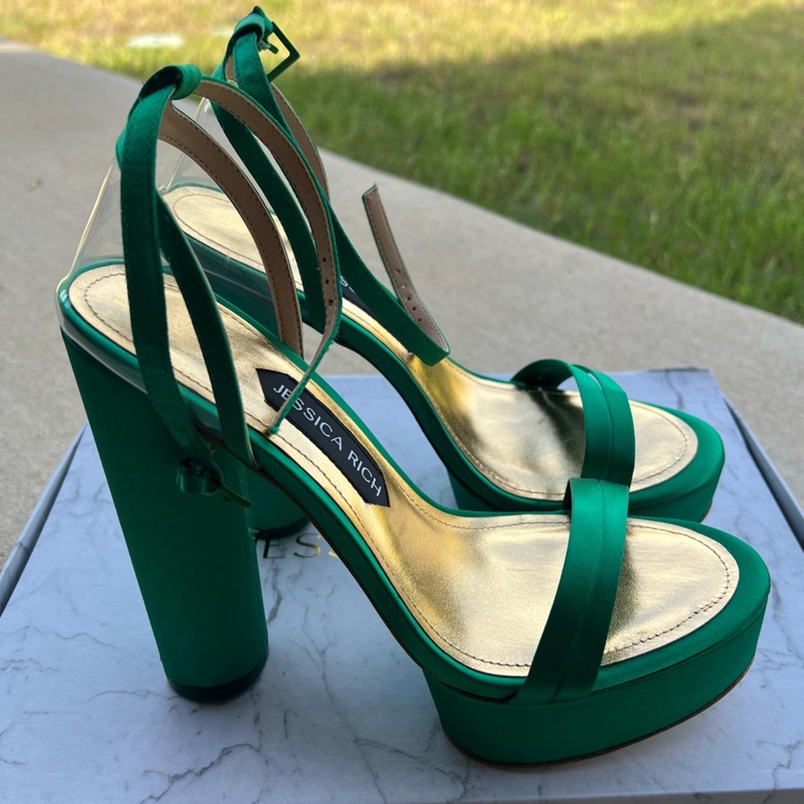 Jessica Rich Green Platform Sandals Size EU 38, New in Box with Dustbag