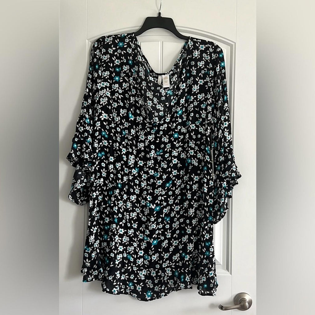 New ANNE COLE V-Neck Ruffle Trim Sleeves Swimsuit Cover Up, 18W\20W New w/Tag