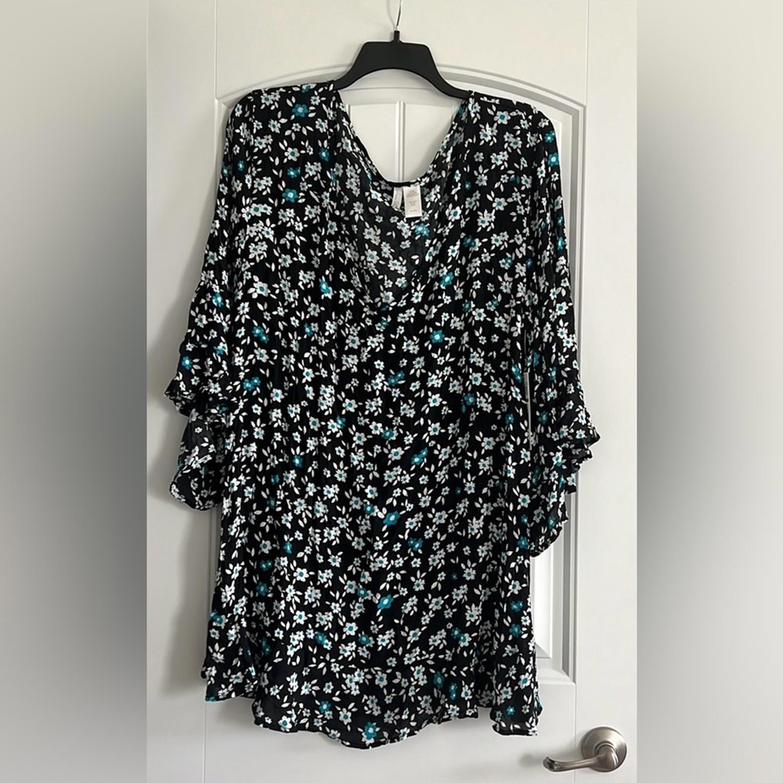 New ANNE COLE V-Neck Ruffle Trim Sleeves Swimsuit Cover Up, 18W\20W New w/Tag
