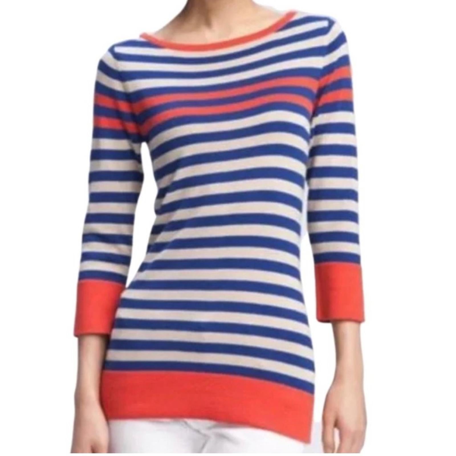 Trina Turk Striped Short Sleeve Knit Top Sweater, Size S EXCELLENT!