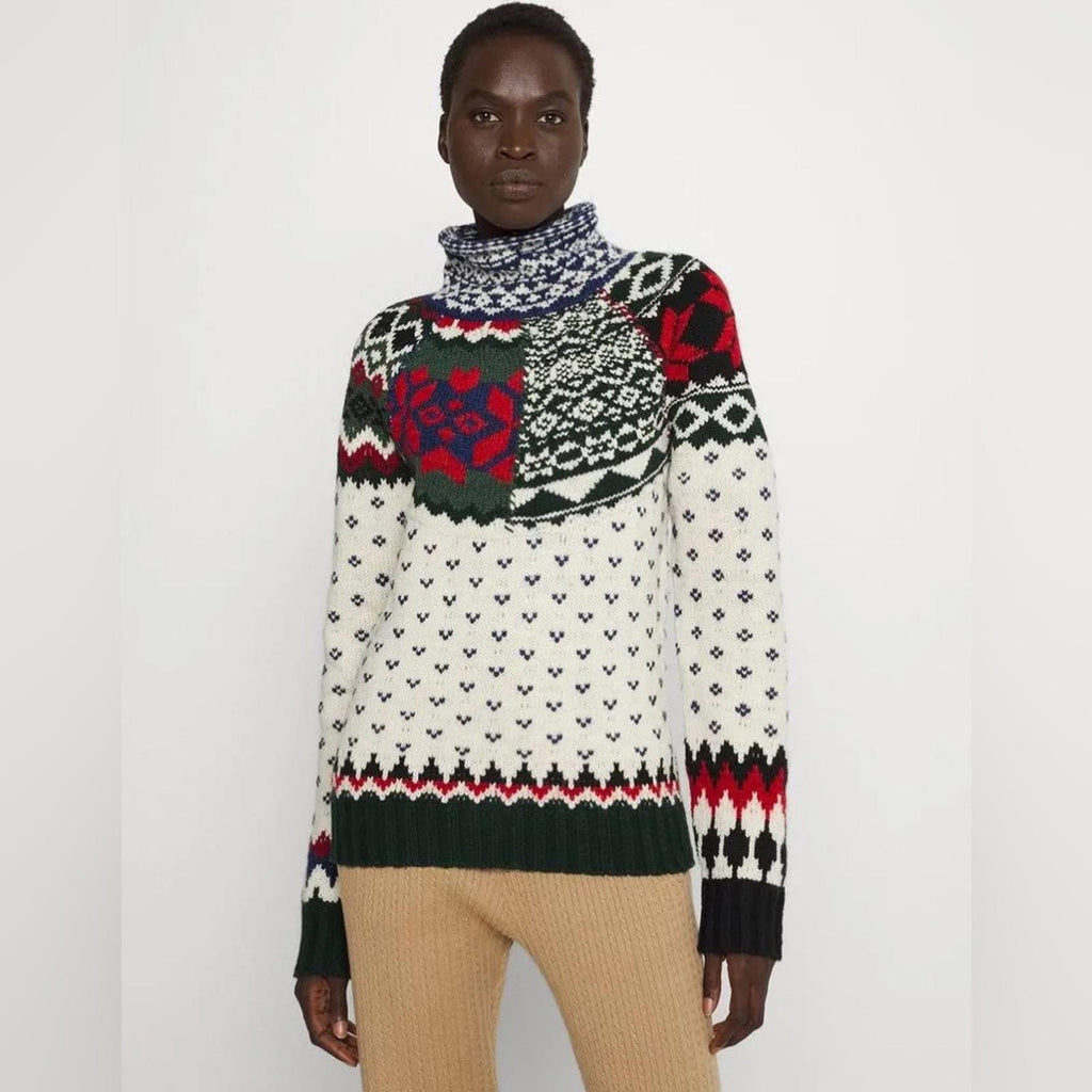 Polo by Ralph Lauren Mixed Print Turtleneck Sweater, Size XS New w/Tag