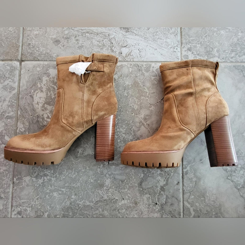 Veronica Beard Hannigan Suede Platform Boots in Hazelwood, Size 11 NEW +DustBag