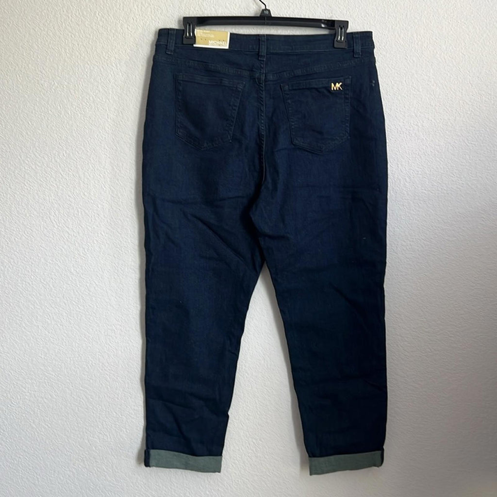 Michael Kors Selma High-Rise Cropped Skinny Jeans Dark Rinse Wash, NWT, Size 16