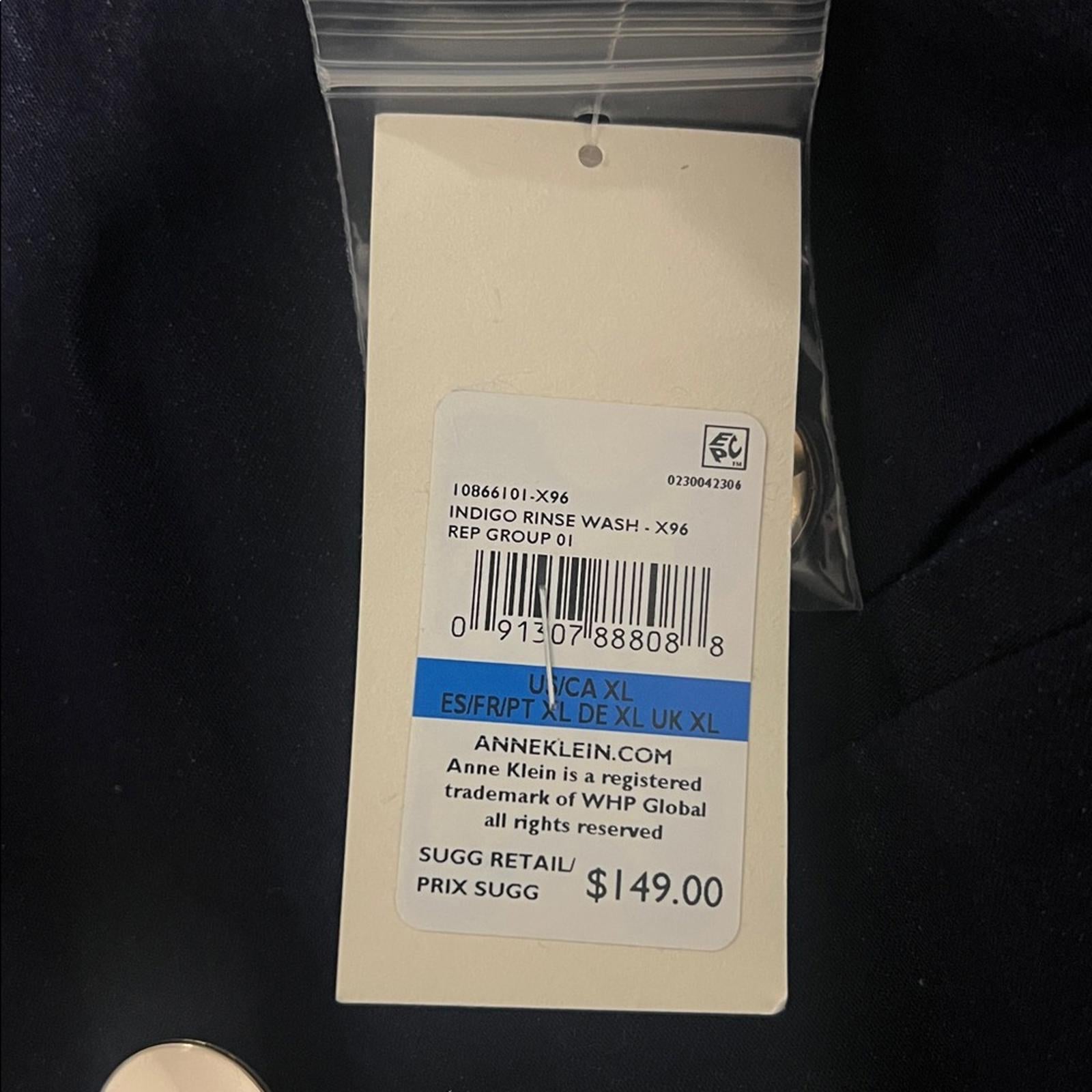 Anne Klein City Denim Faux Double Breasted Patch Pockets, Size XL, NEW