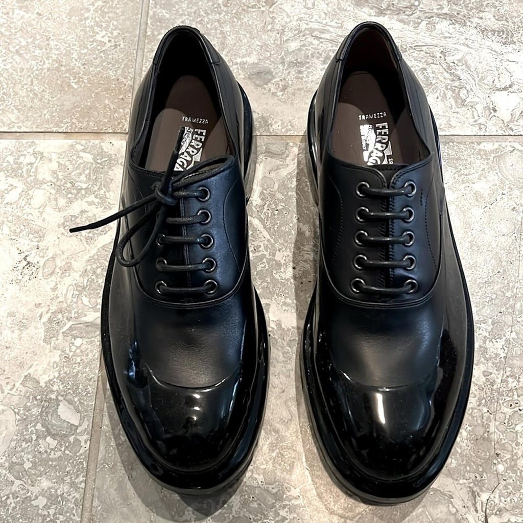 Salvatore Ferragamo Dipped Leather Oxford Shoes Size 6 EEE NEW in Box + DustBag