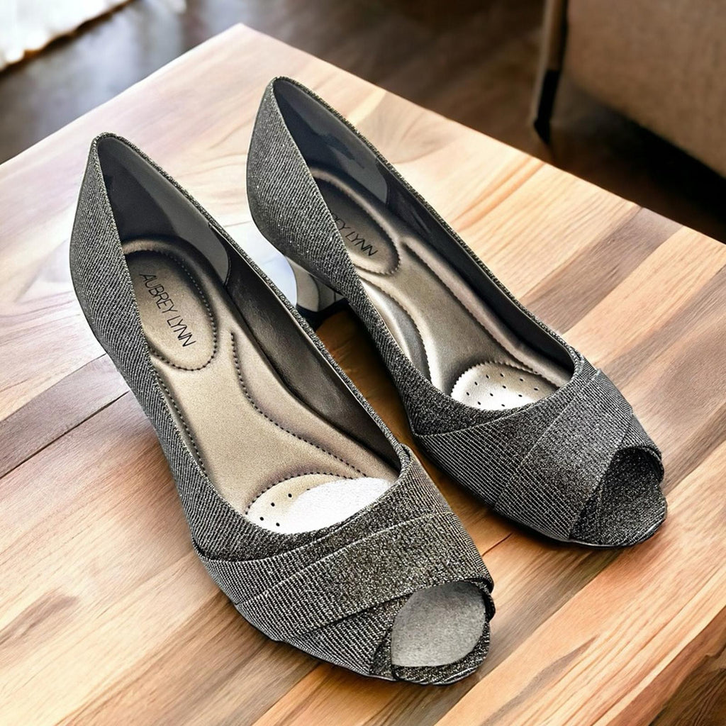 Aubrey Lynn Al-Abbey Dark Gold/Pewter Evening Glitter Shoes, NWT, Size 10
