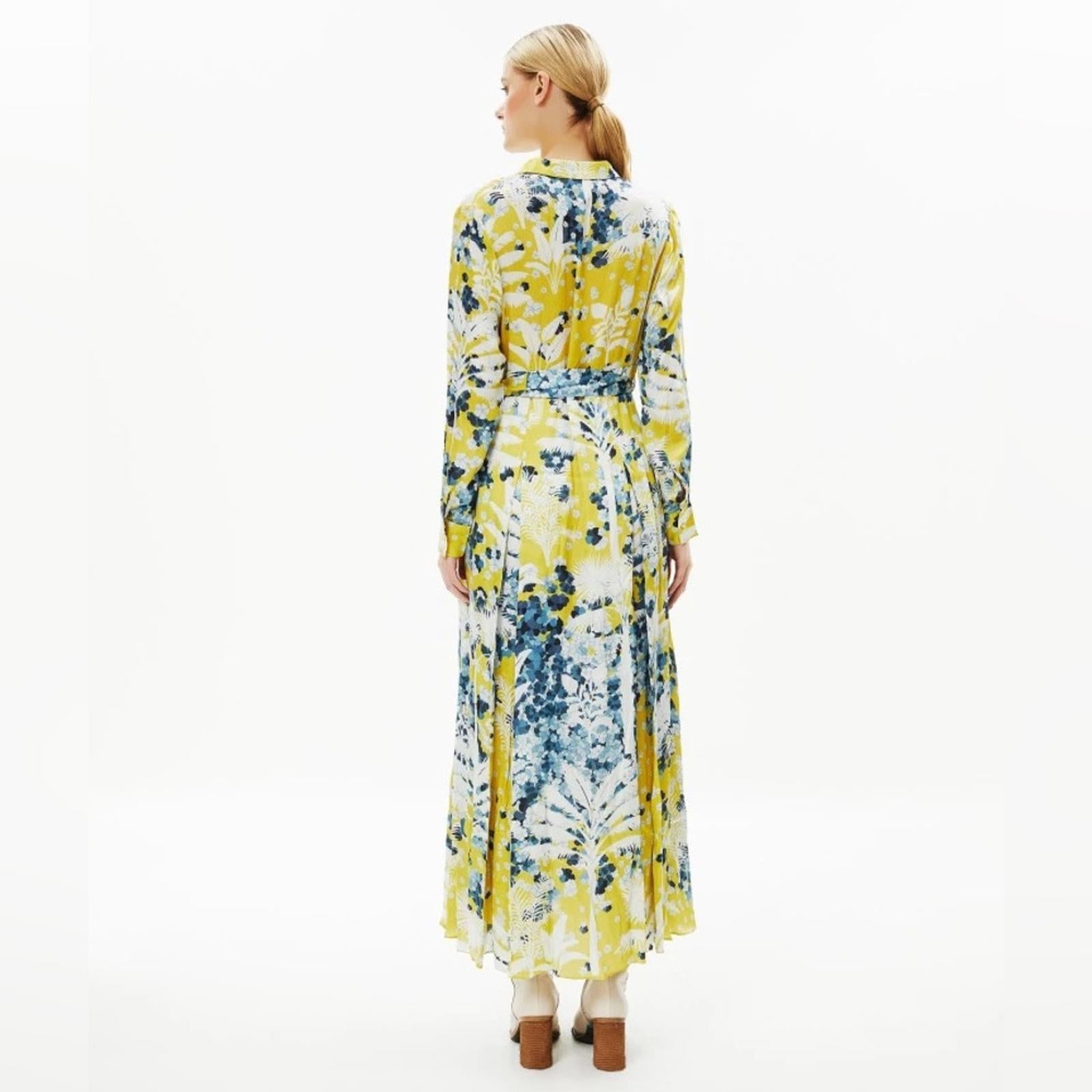 Falguni Shane Peacock Yellow Divine Long Maxi Dress, Size M, New w/Tag