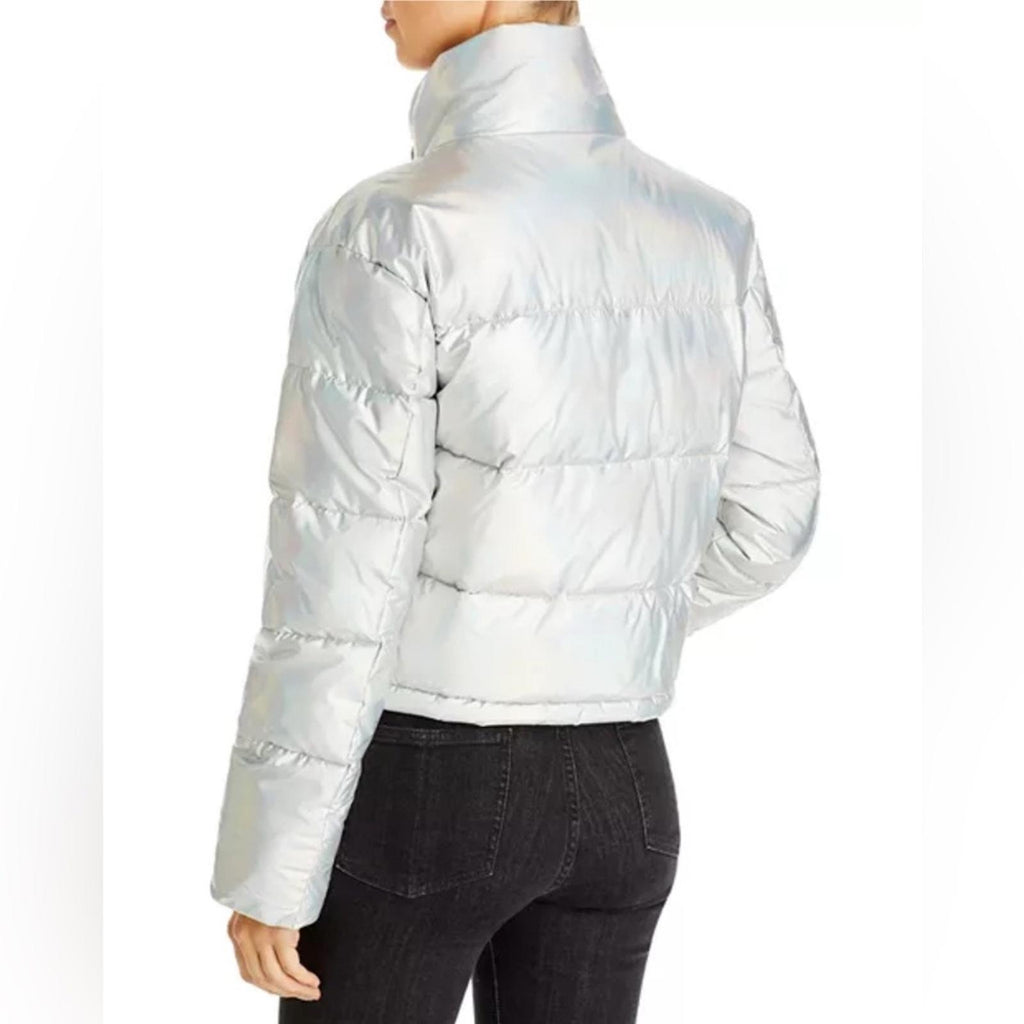 AQUA Iridescent Cropped Puffer Jacket, Omber Size XL New w/Tag $168