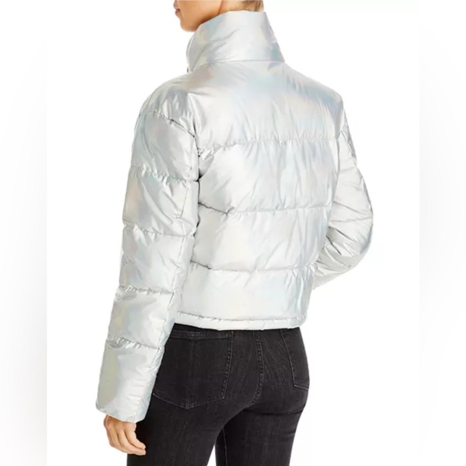 AQUA Iridescent Cropped Puffer Jacket, Omber Size XL New w/Tag $168
