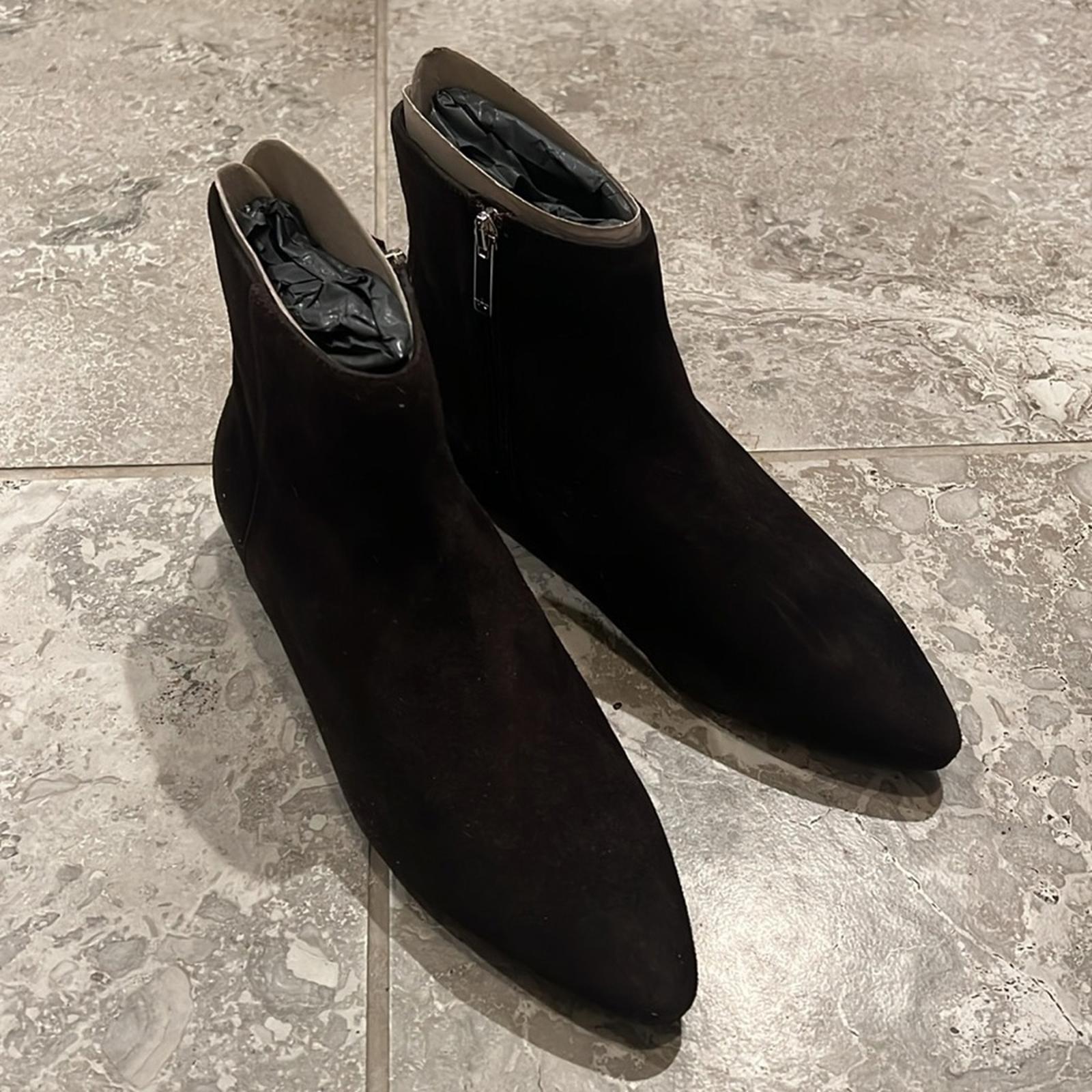 Aquatalia Prisilla Brown Dress Suede Booties, Size 7.5 New in Box +DustBag