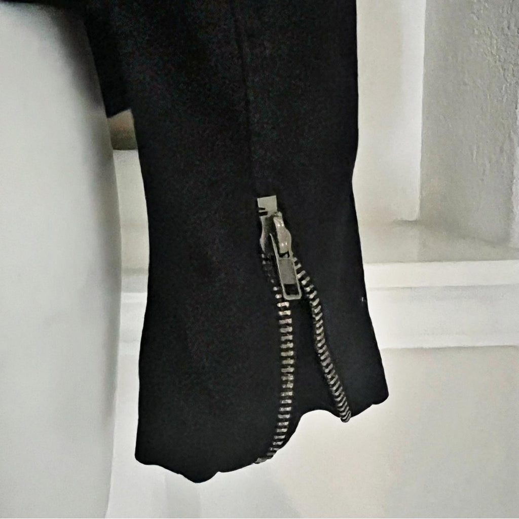 Anthropologie’s Sanctuary Ruffle Collar Denim Moto Jacket, Black Size S