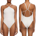 Jonathan Simkhai Shea Macramé One Piece Swimsuit in Ceramic, Size S New w/Tag
