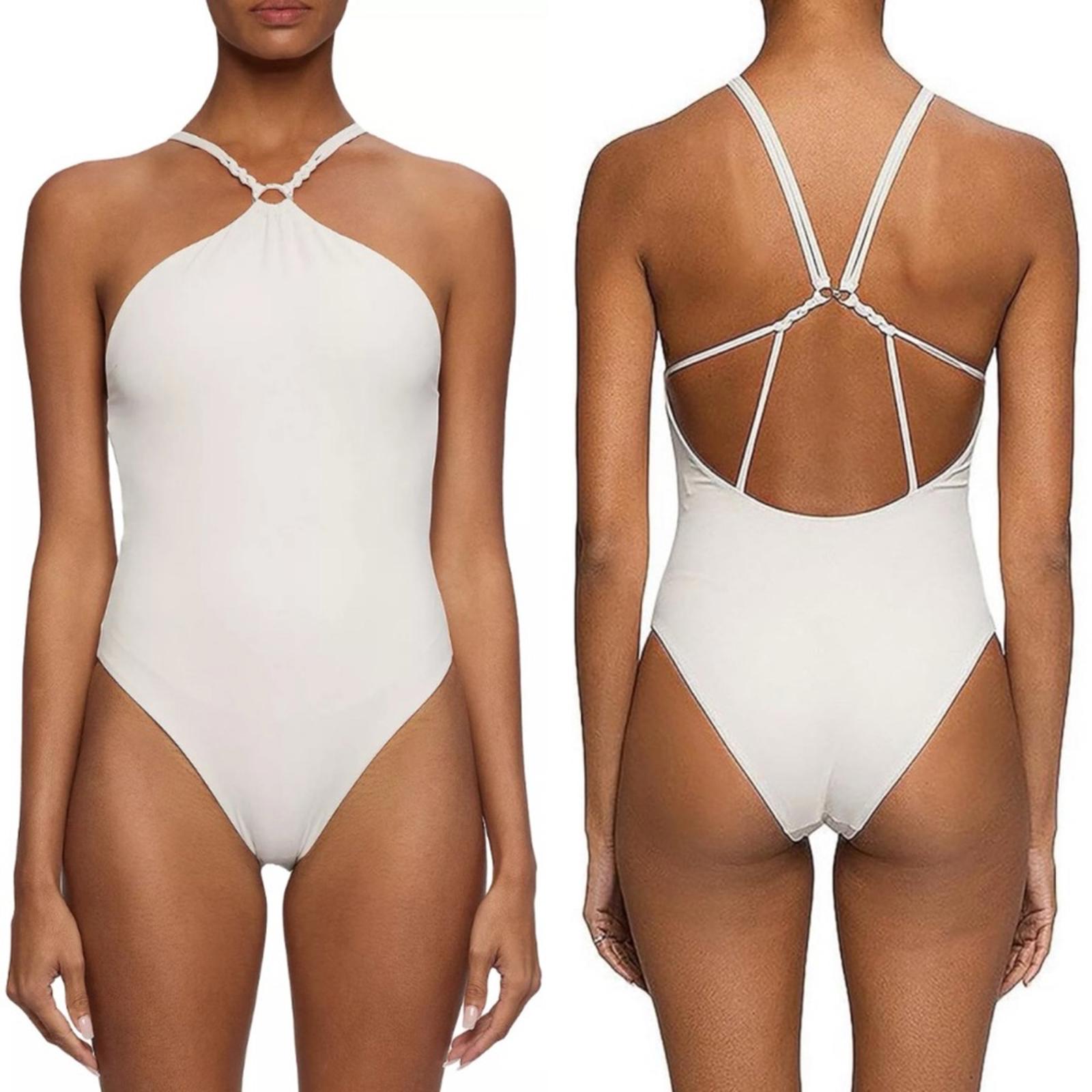 Jonathan Simkhai Shea Macramé One Piece Swimsuit in Ceramic, Size S New w/Tag
