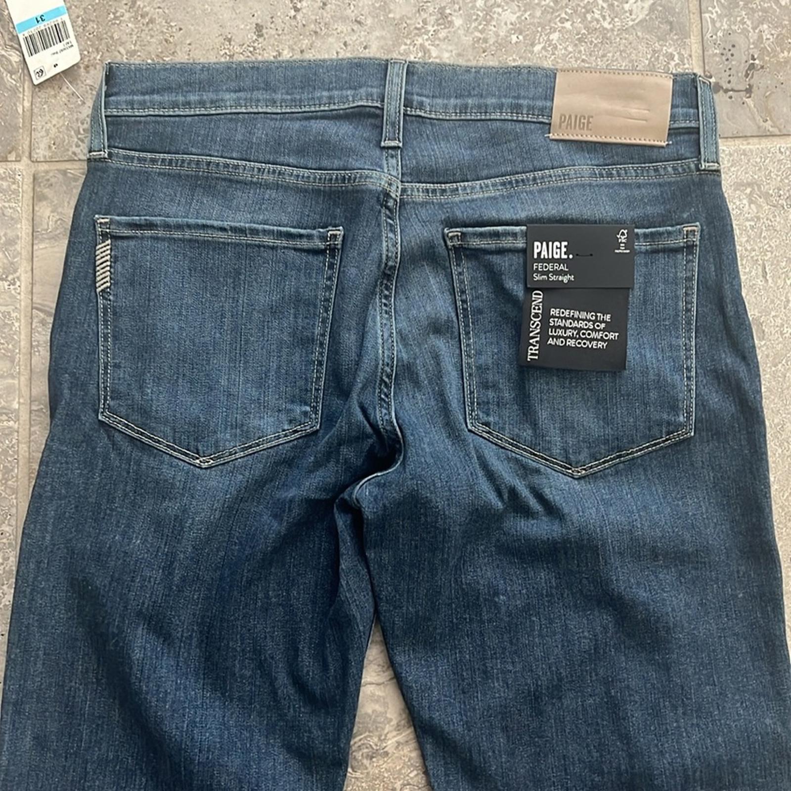 Paige Federal Straight Slim Fit Jeans in Taft, Size 31 X 34 New w/Tag