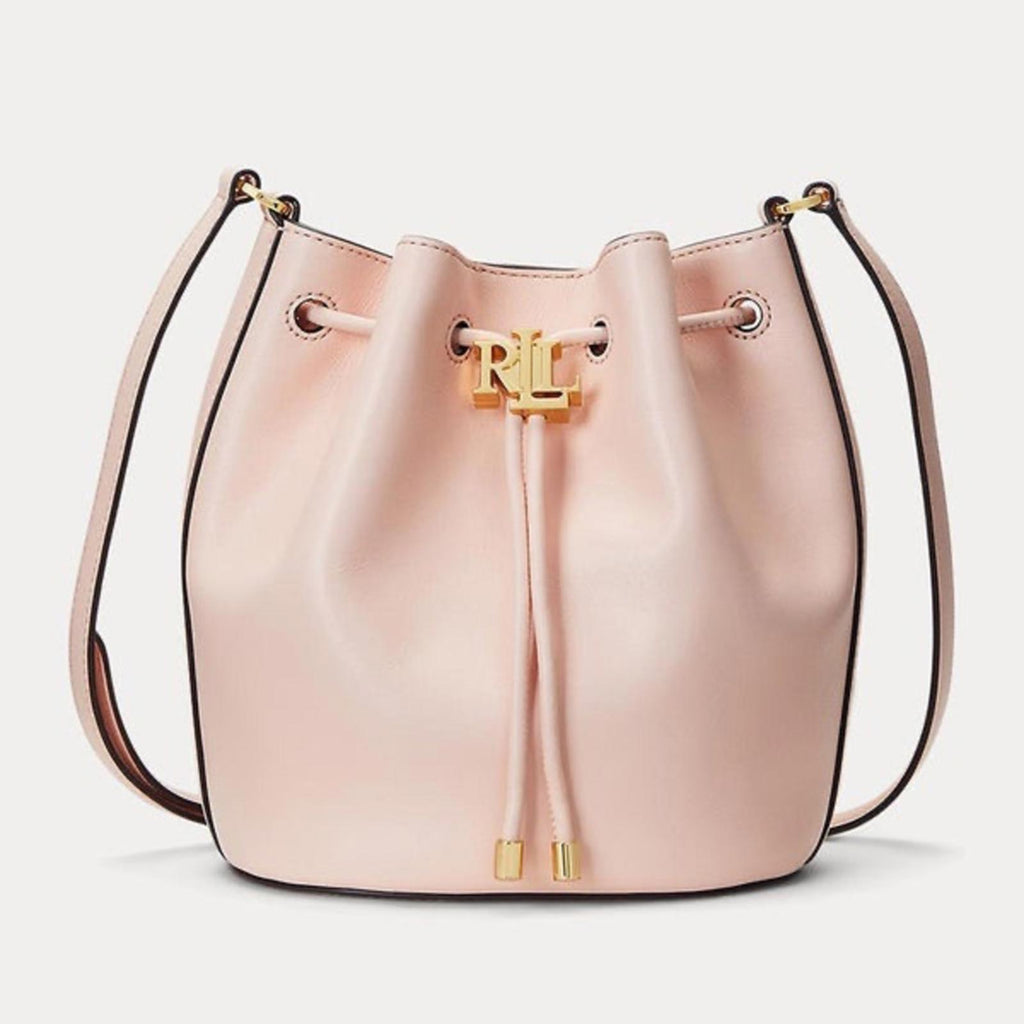 Ralph Lauren Leather Medium Andie Drawstring Bucket Bag, Pink NEW + Dust Bag