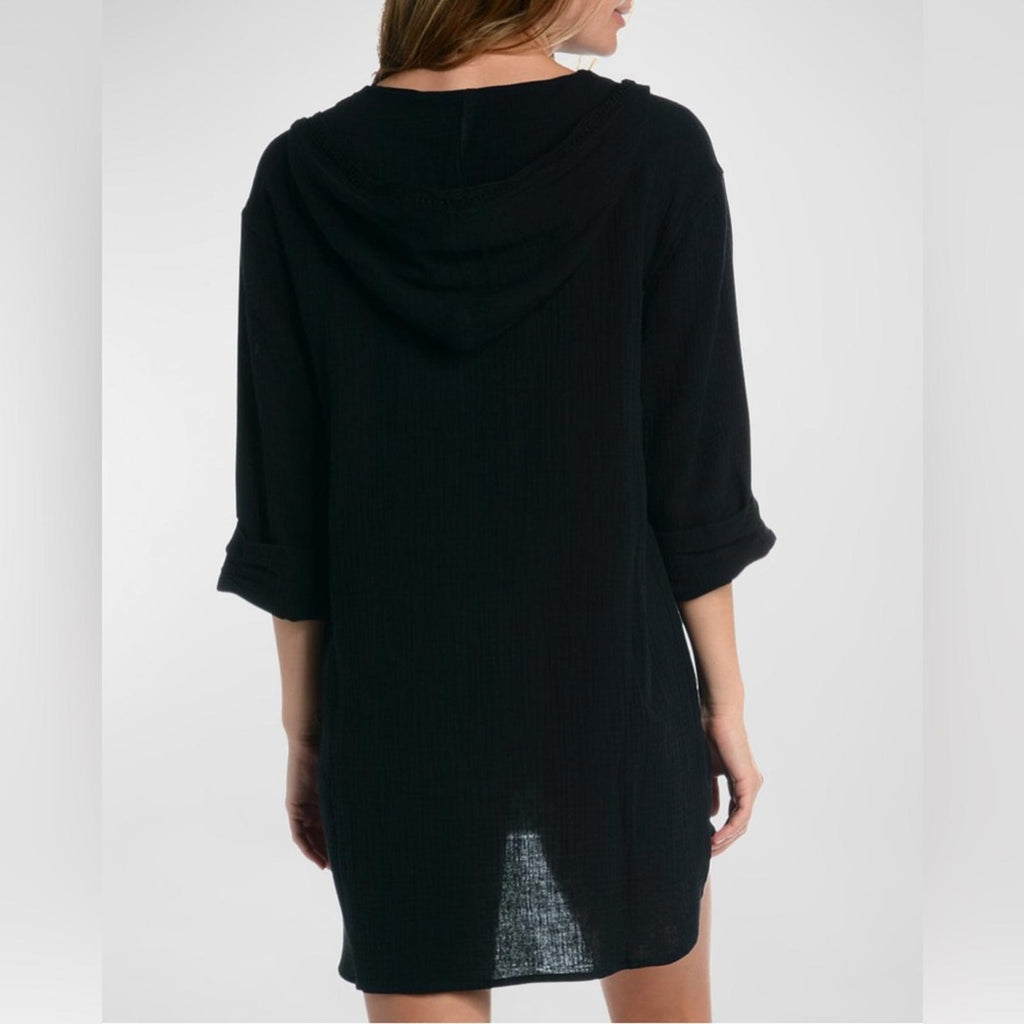La Blanca Hooded CoverUp Tunic with Kangaroo Pockets, Size XS New w/Tag