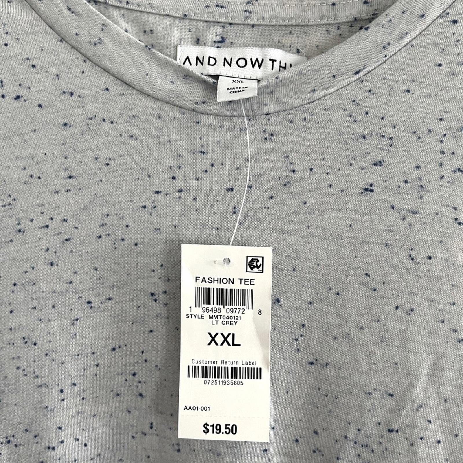 And Now This Men’s Speckled T-Shirt, Lt Grey Size XXL New w/Tag