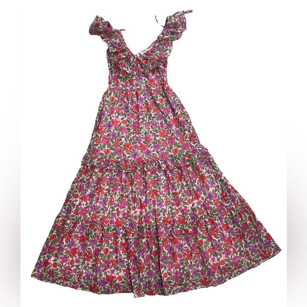 Banjanan Twiggy Floral Print Tiered Dress, Melodic Floral Bonbon, Size XS NWT