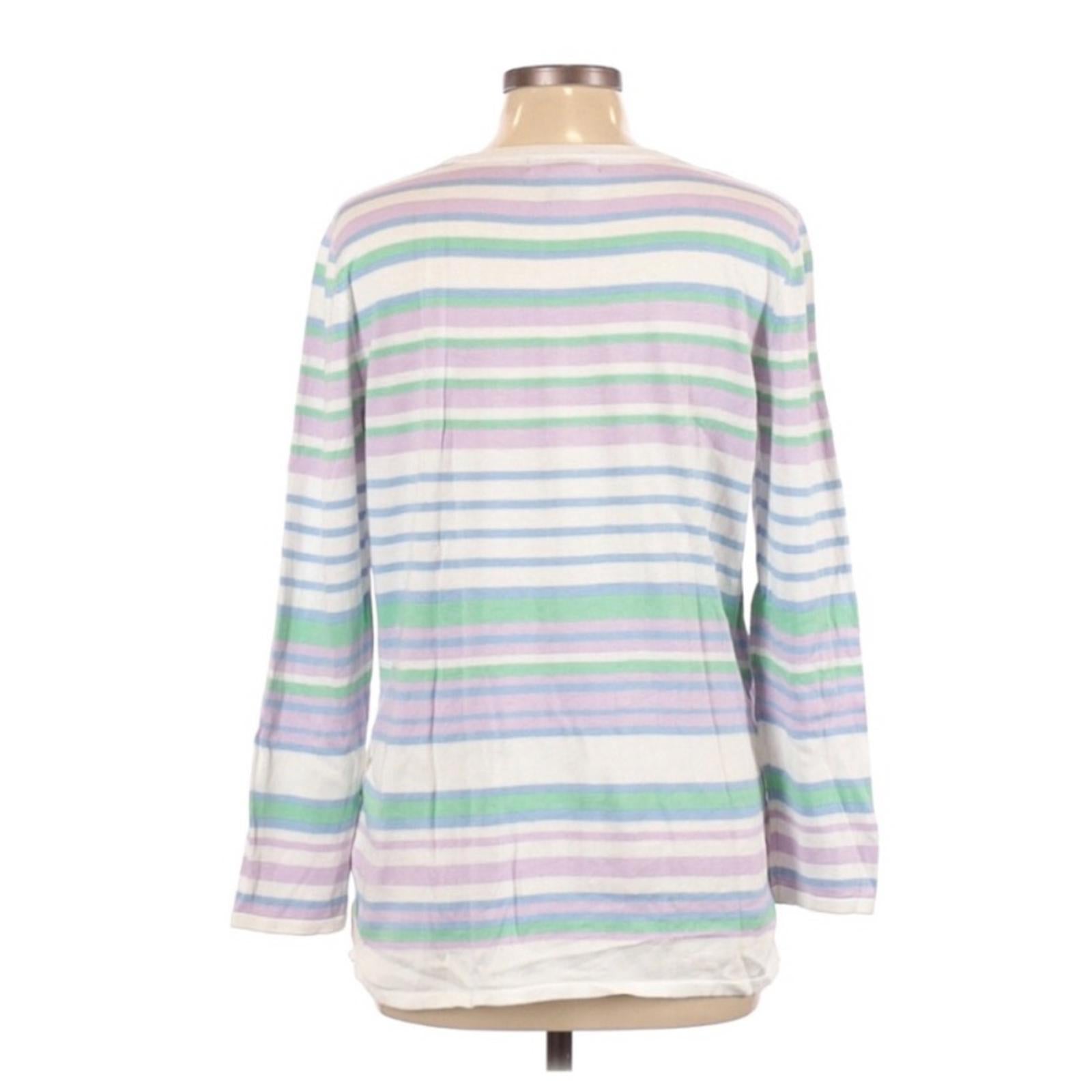 Design365 Striped Crewneck Sweater in White Combo, Size L New w/Tag
