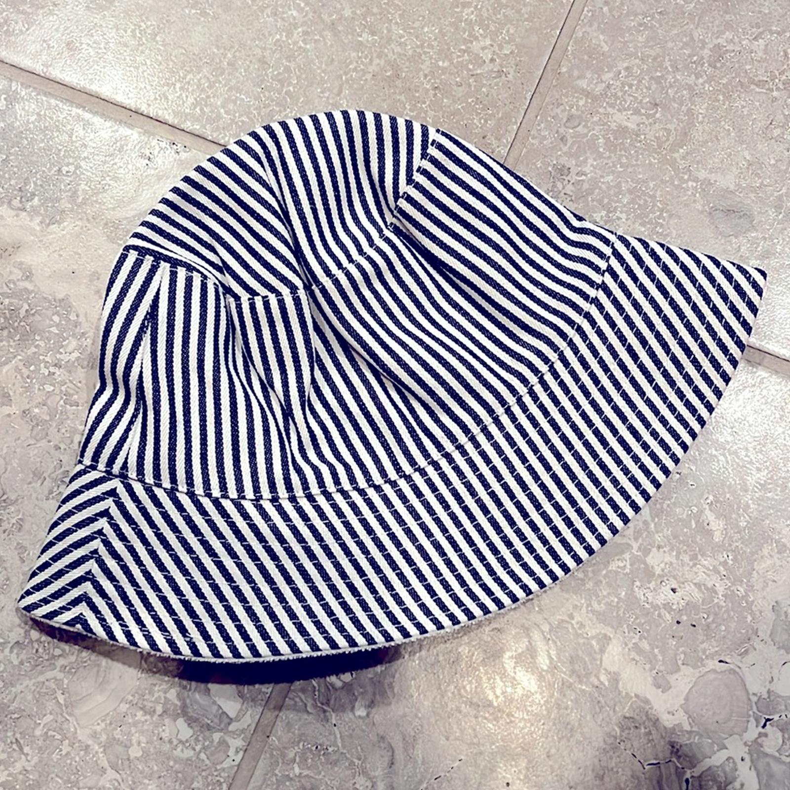 NEW Jenni Reversible Terry Cloth Hat Navy White Stripe One Size New w/Tag