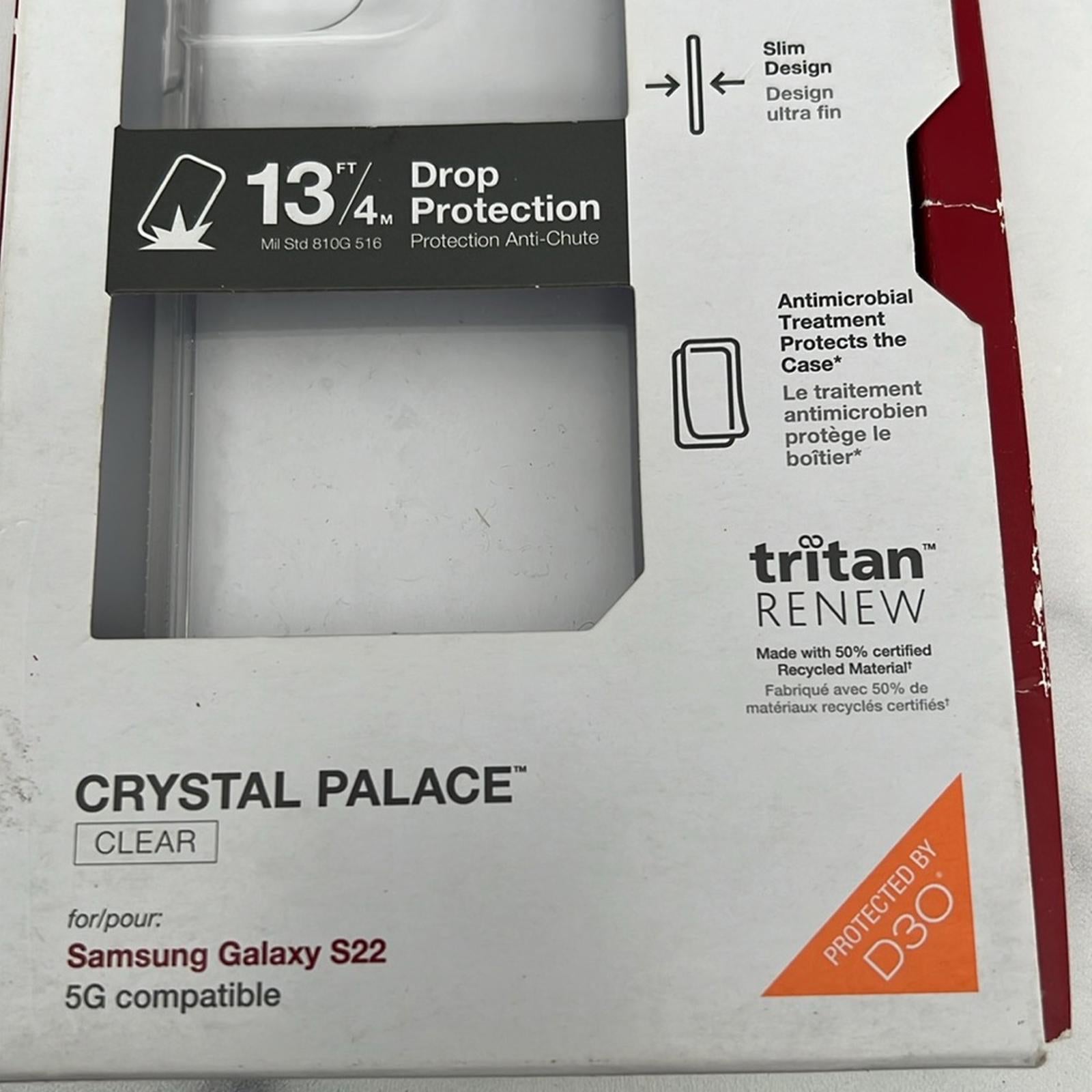ZAGG Gear4 Crystal Palace Case w/D3O Impact Protection, Samsung Galaxy S22 Clear