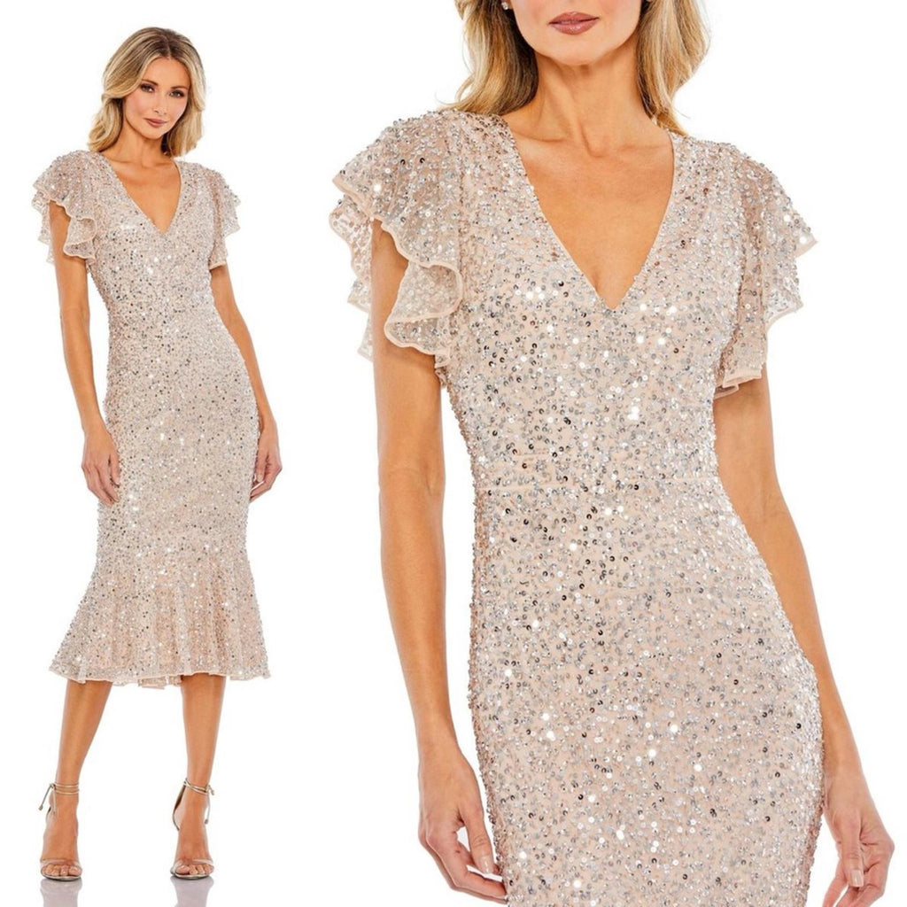 Mac Duggal Cocktail Dress, Light Peach Size 2 Style New w/Tag Retail $398