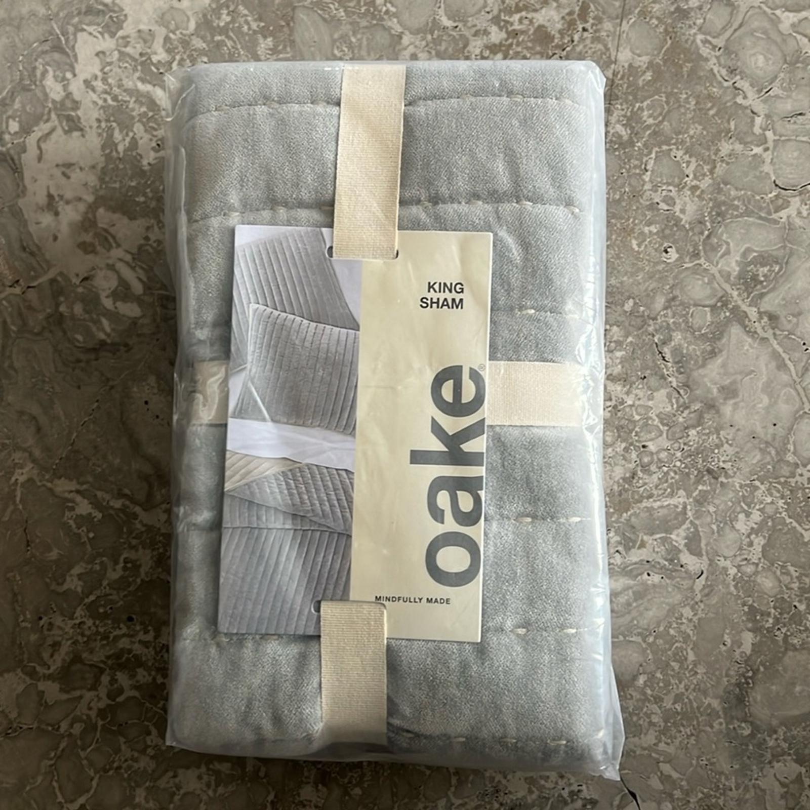 Oake Velvet King Sham in Grey, NEW $85
