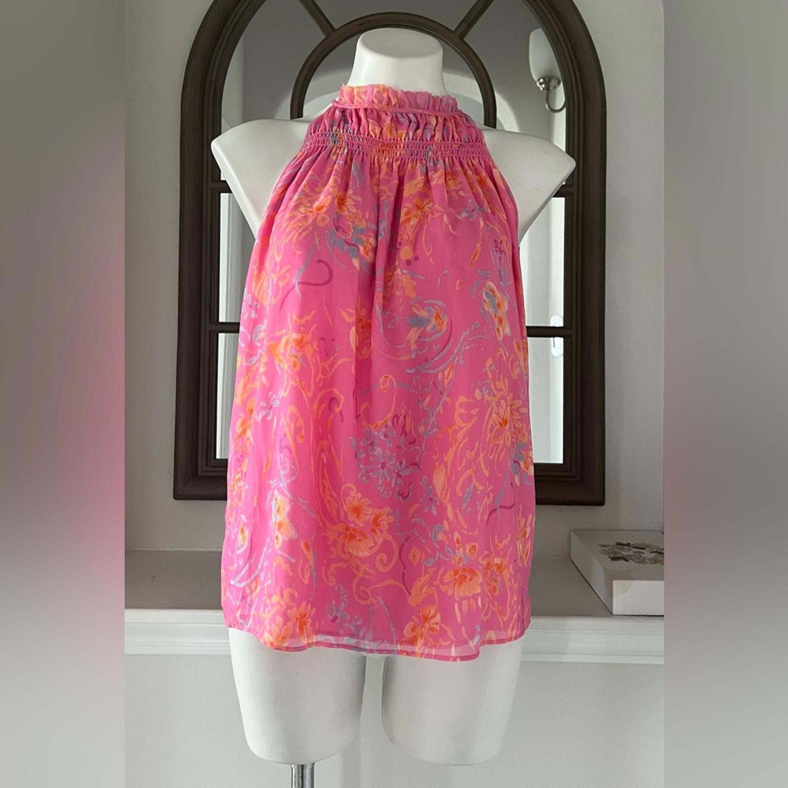 Ramy Brook Harlie Paisley Halter Neck Tank Top, Pink Size S New w/Tag $295