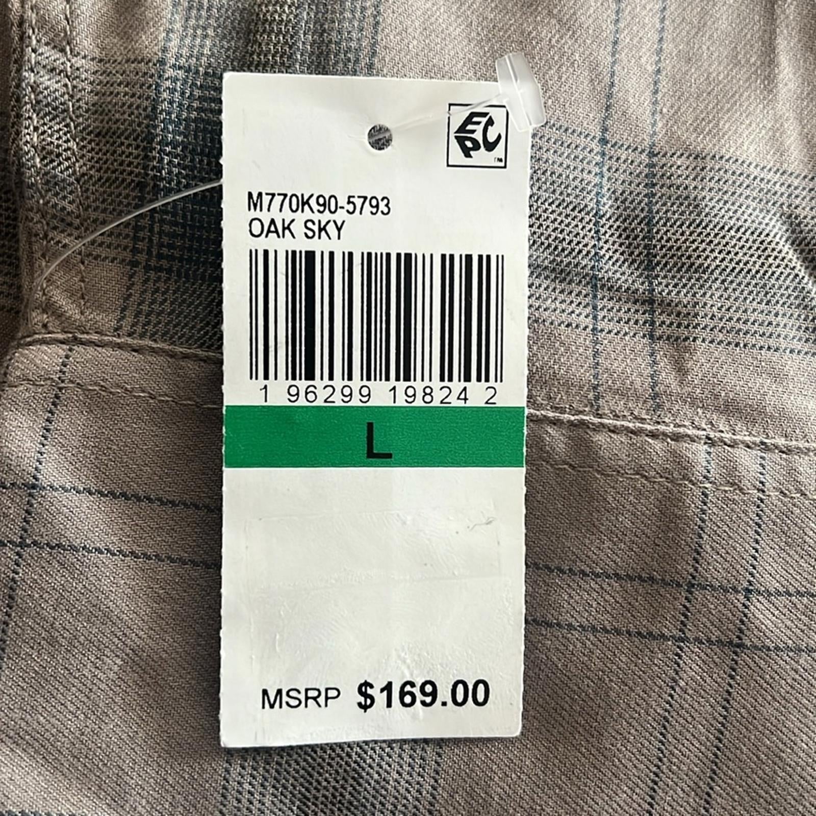 PAIGE Everett Long Sleeve Plaid Shirt in Oak Sky, NWT, Size L $169
