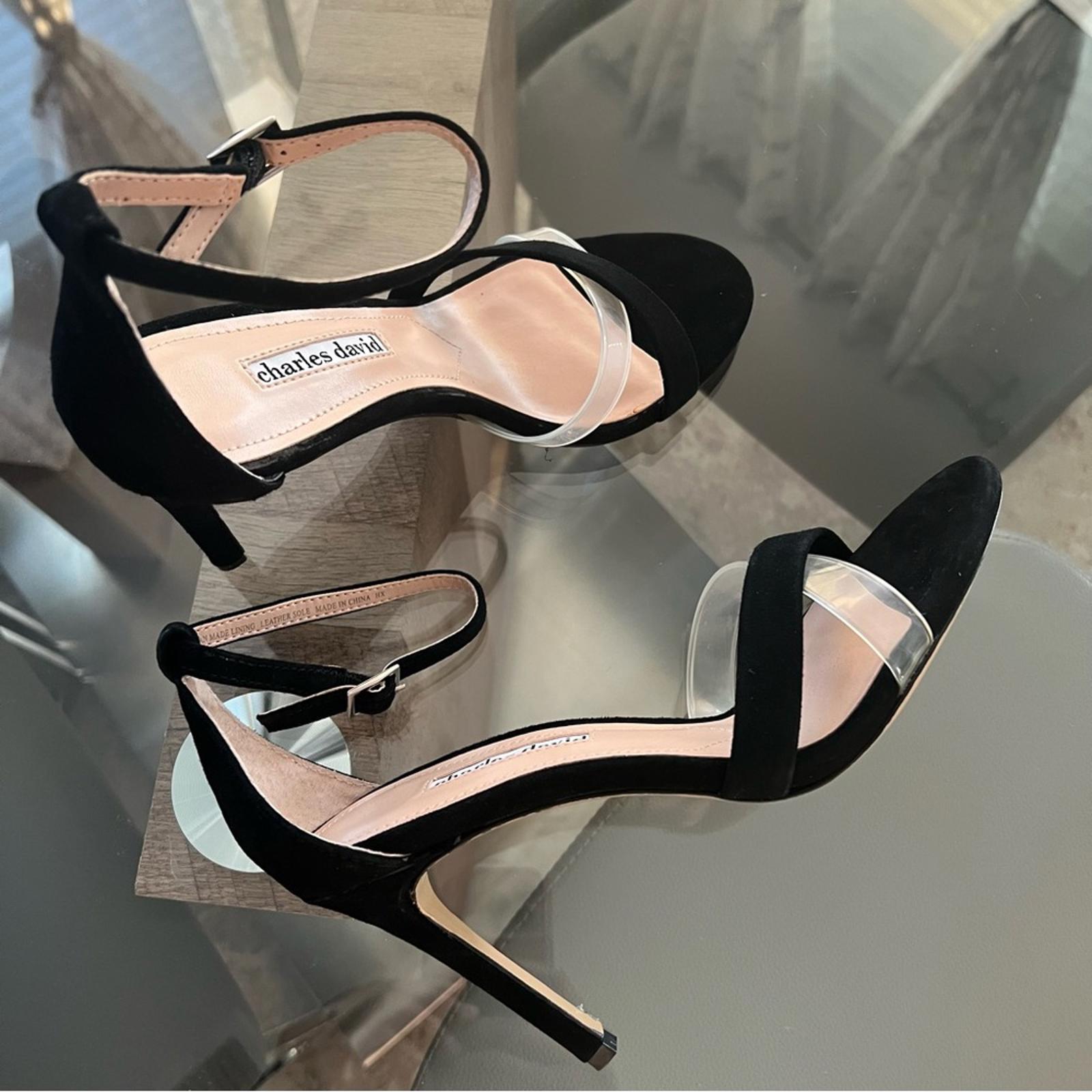 Charles David Leather Suede Pumps Sandals, Black Size 8 New w/o Box SOLD OUT!