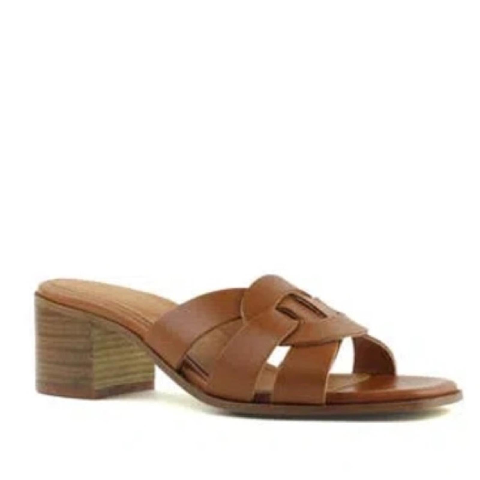 Bruno Magli Aria Block Heel Slide Sandals in Brown, Size 40 NEW w/o Box $325
