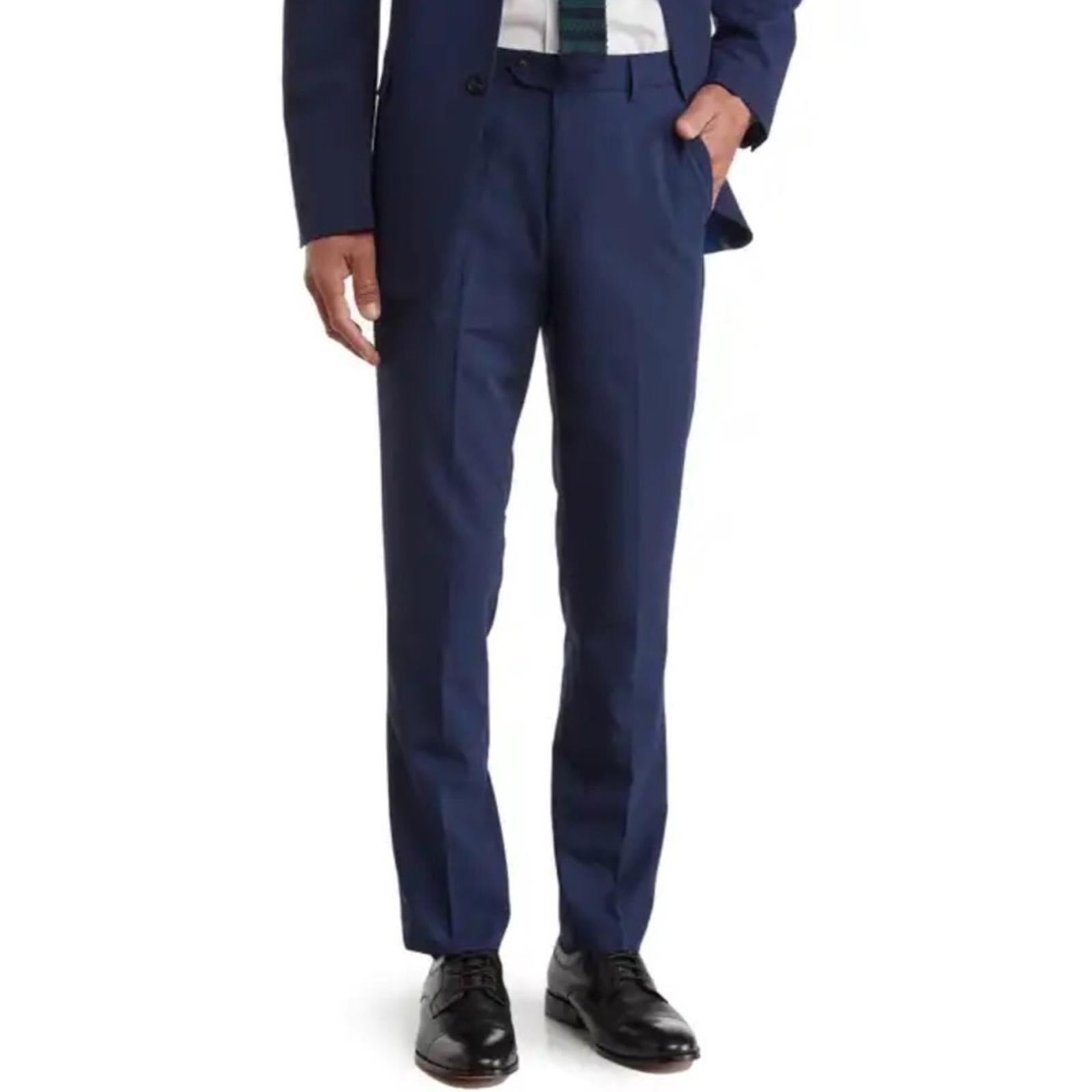 NEW Penguin Blue Birdseye Wool-Blend Dress Pants, Size 36S/30W 30L New w/Tag