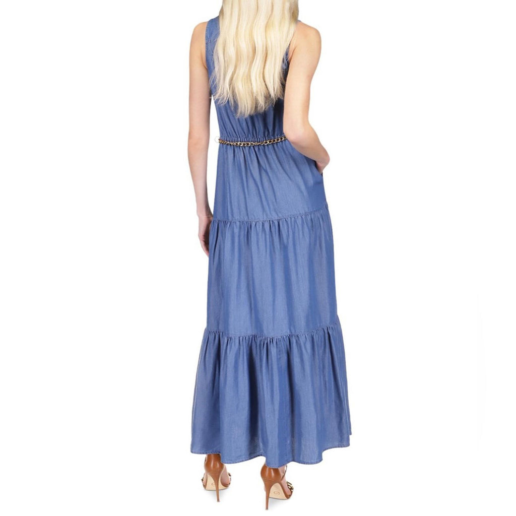 Michael Kors Chambray Tiered Ankle Dress in Light Cadet Wash, Size XS NWT $195