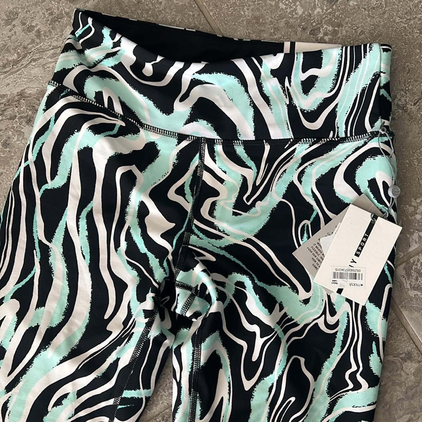 DKNY Marble Print 7/8 Leggings in Black/Green Size XS NEW w/Tag