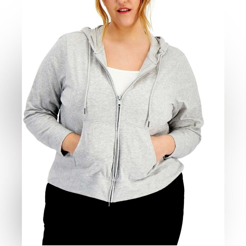 ID Ideology Retro Recycled Full Zip Jacket Heather Grey Plus Size 1X New w/Tag