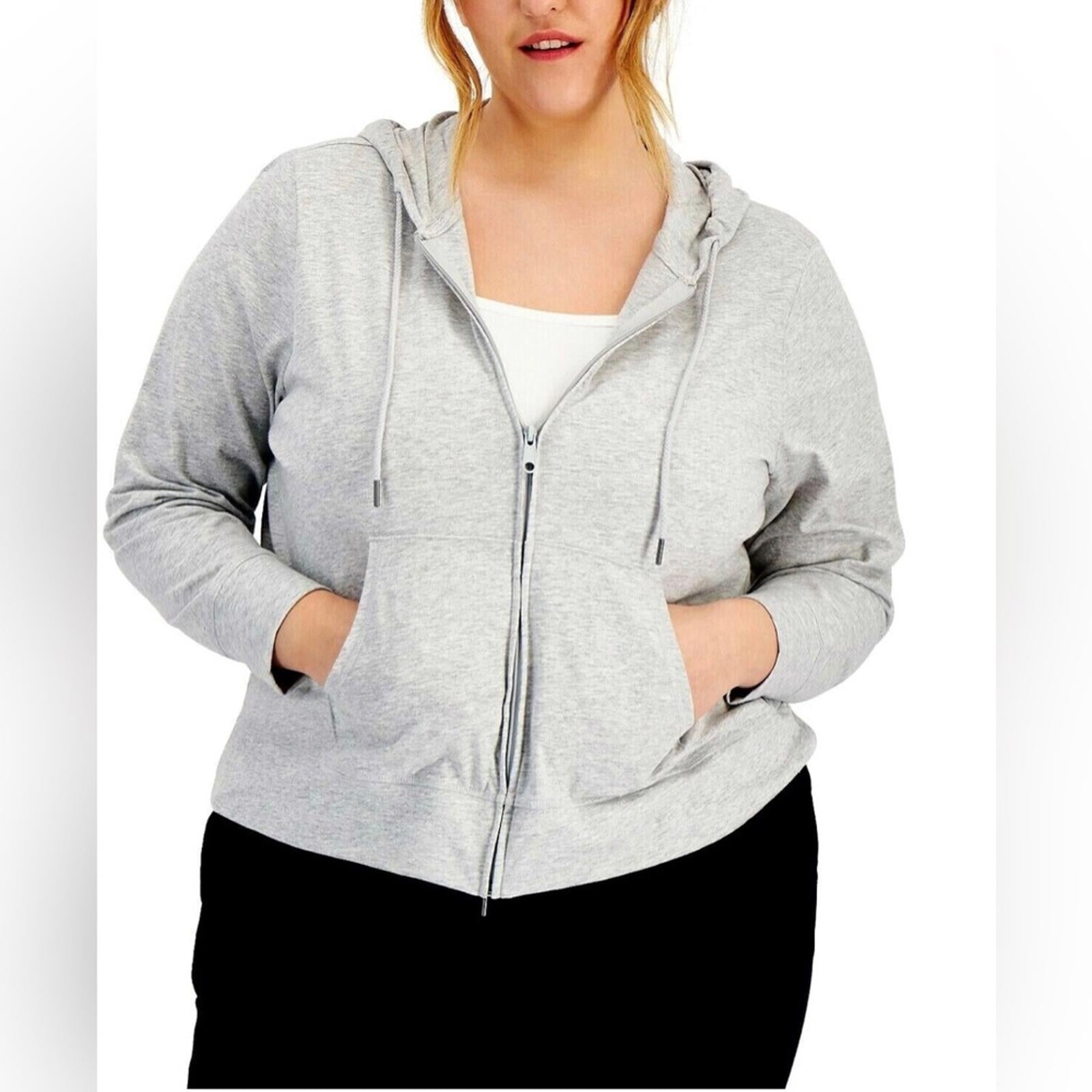 ID Ideology Retro Recycled Full Zip Jacket Heather Grey Plus Size 1X New w/Tag