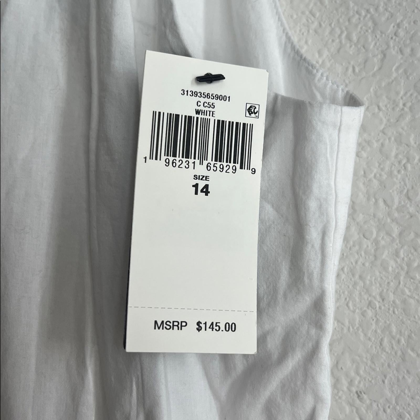 Polo Ralph Lauren White Tonal Eyelet Trim Day A-Line Dress, Size 14, NWT