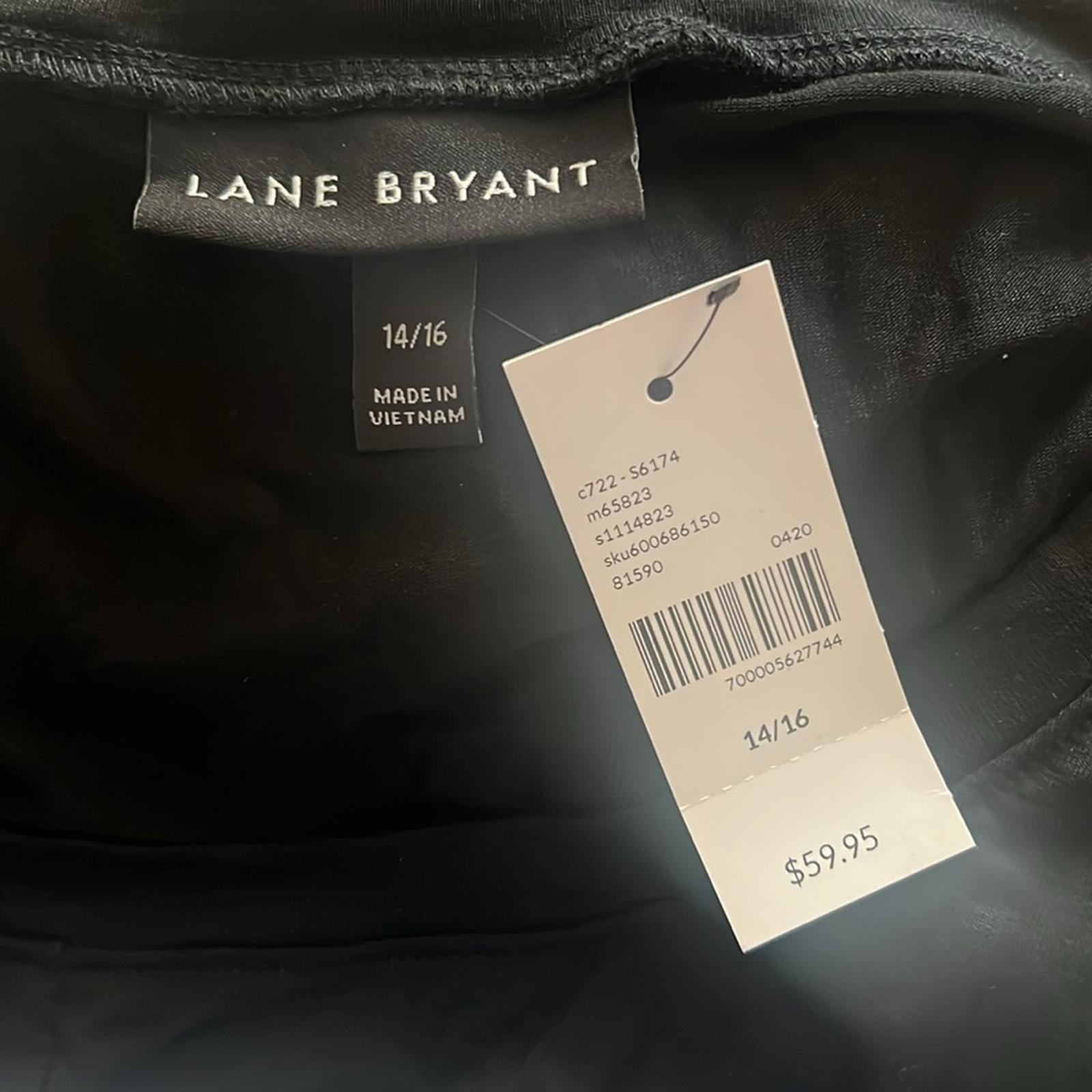 Lane Bryant Asymmetric Belted Midi Dress in Black, NWT, Size 14/16