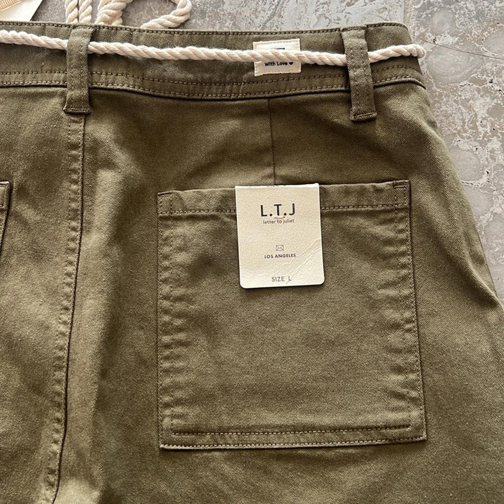 L.T.J Letter to Juliet Zip Cuff Utility Pants in Grey, Size L New w/Tag