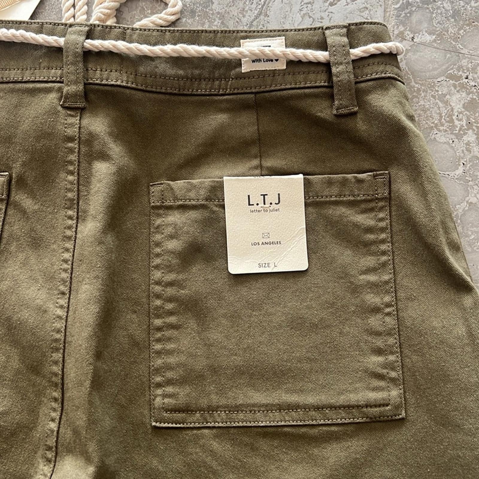 L.T.J Letter to Juliet Zip Cuff Utility Pants in Grey, Size L New w/Tag