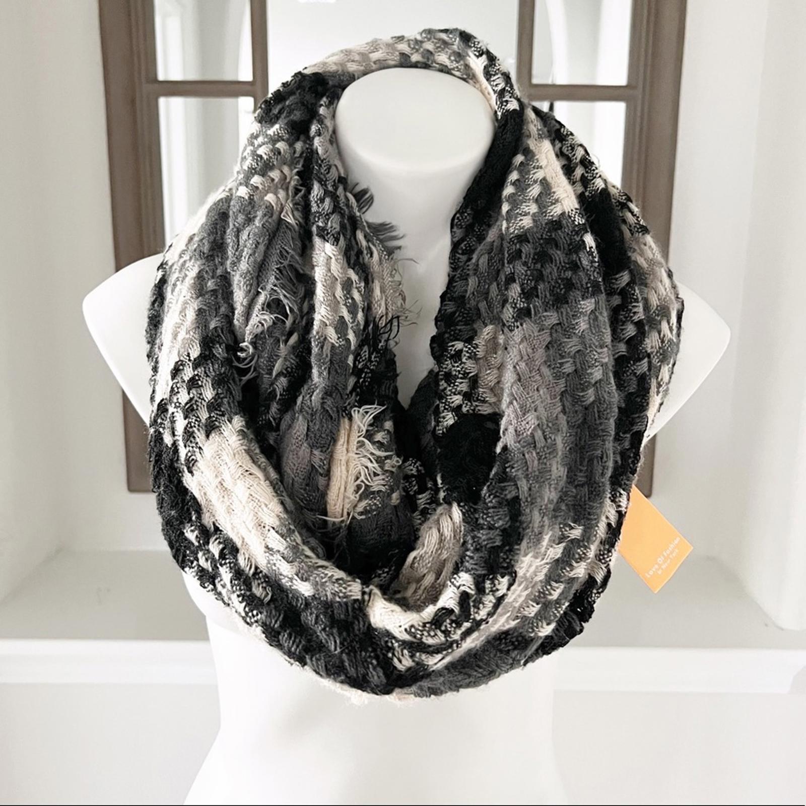 Love of Fashion (LOF) Woven Infinity Scarf, Brown Multi New w/Tag