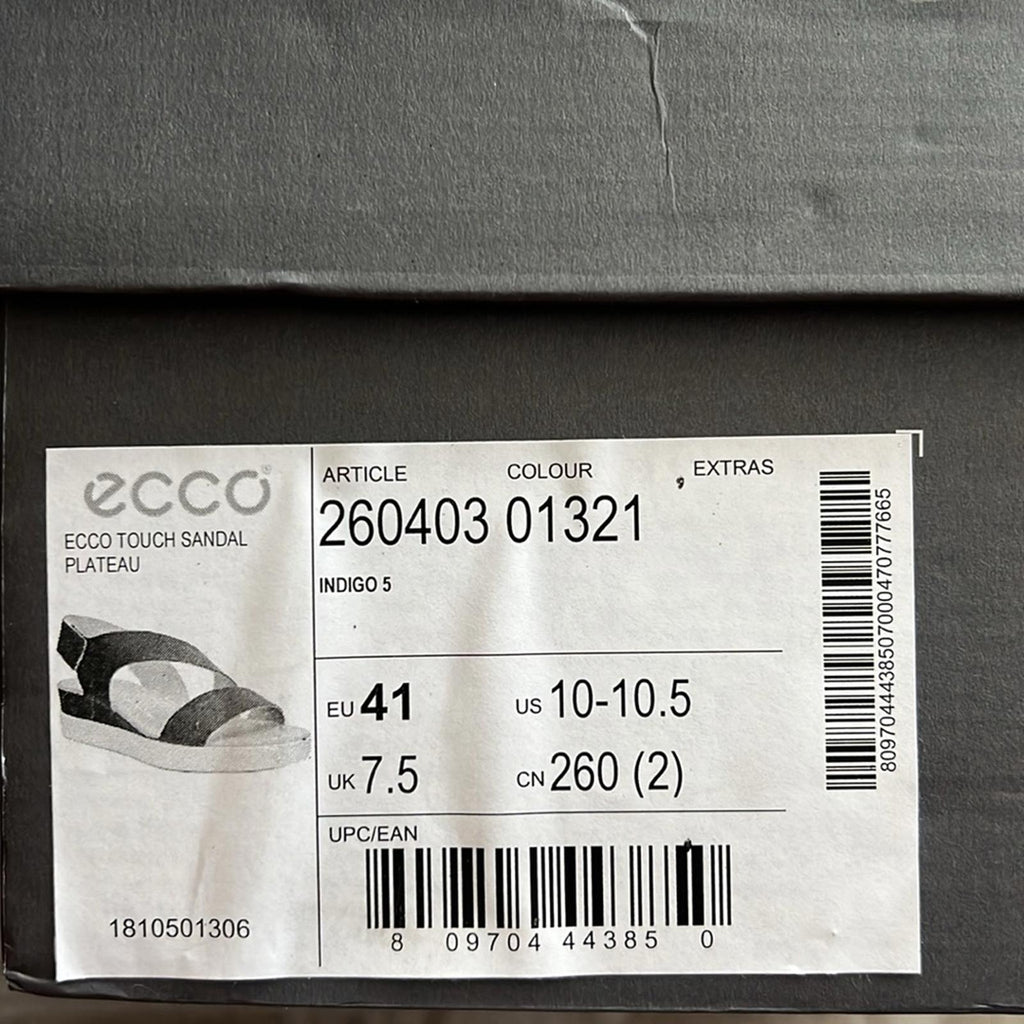 ECCO Touch Sandal Indigo Leather, Size EU 41 | US 10-10.5 New in Box Retail $150