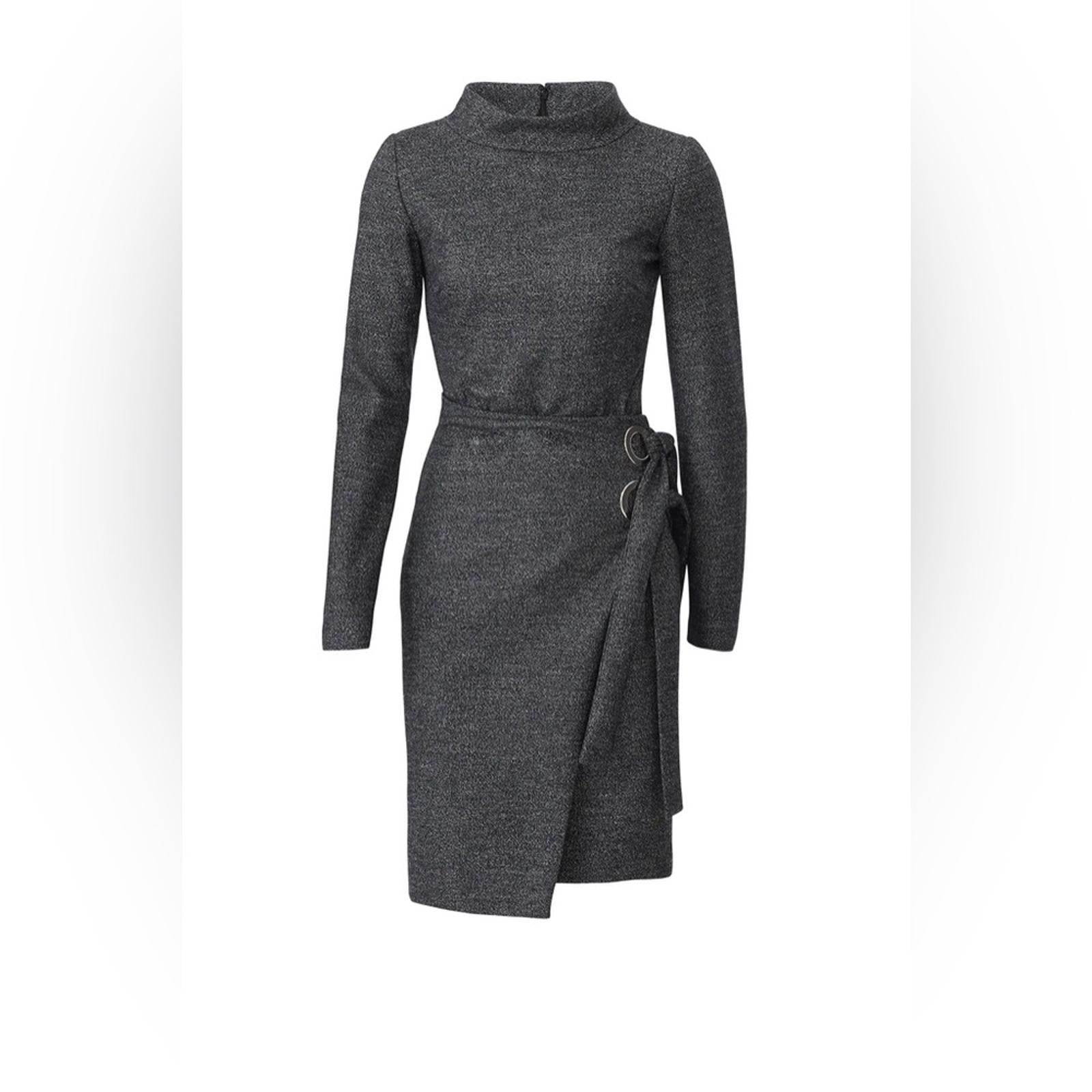 Badgley Mischka Charcoal Faux Wrap Dress Size 6 EXCELLENT Retail $495
