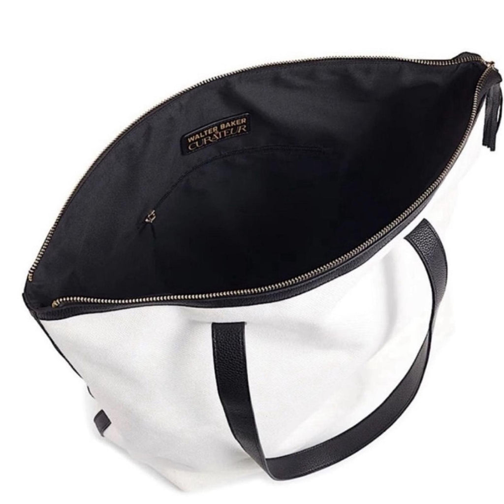 NWT Walter Baker Carly Bag, Canvas Vegan Leather Tote, New w/Tag Retail $198