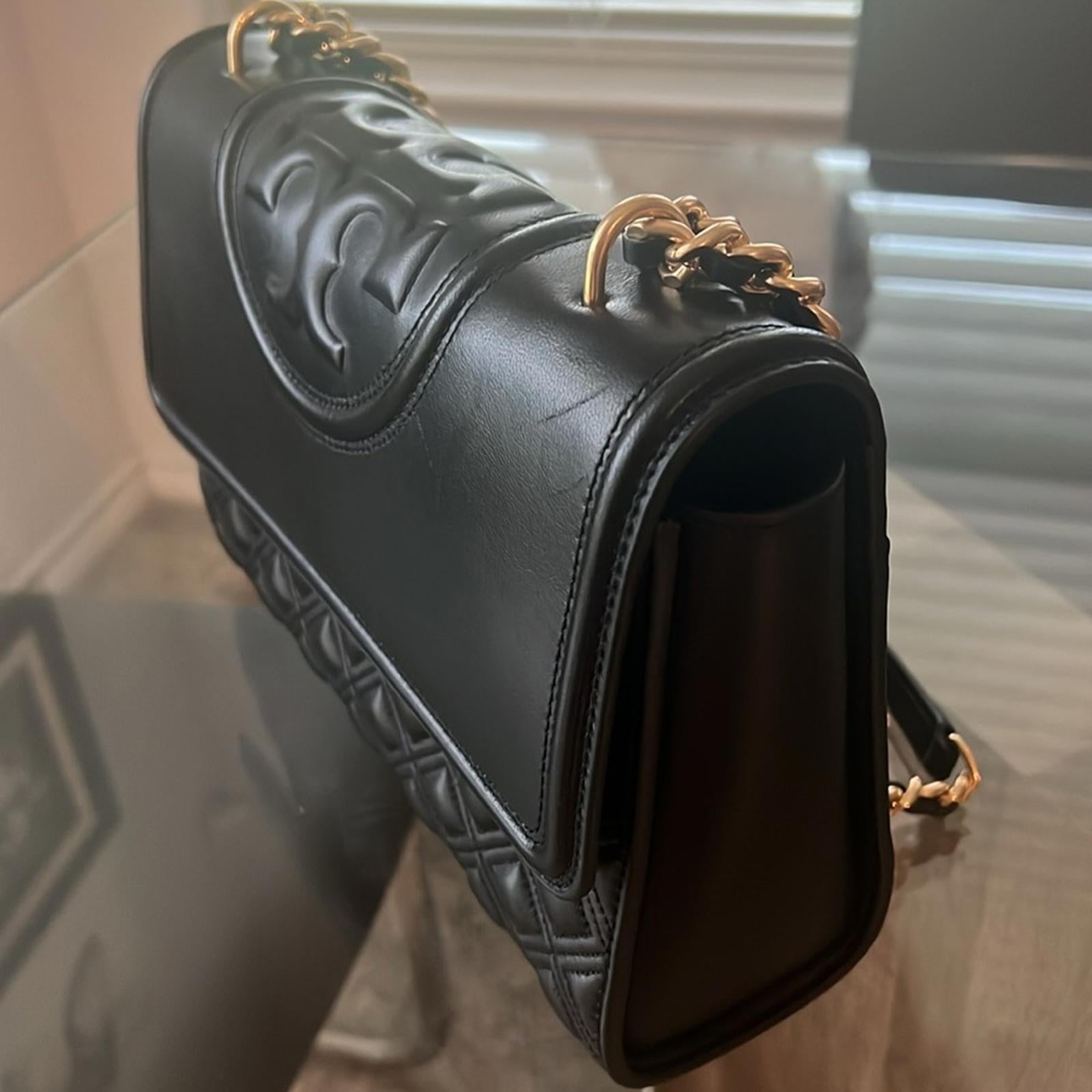 Tory Burch Fleming Convertible Shoulder Bag, Black & Gold EXCELLENT!