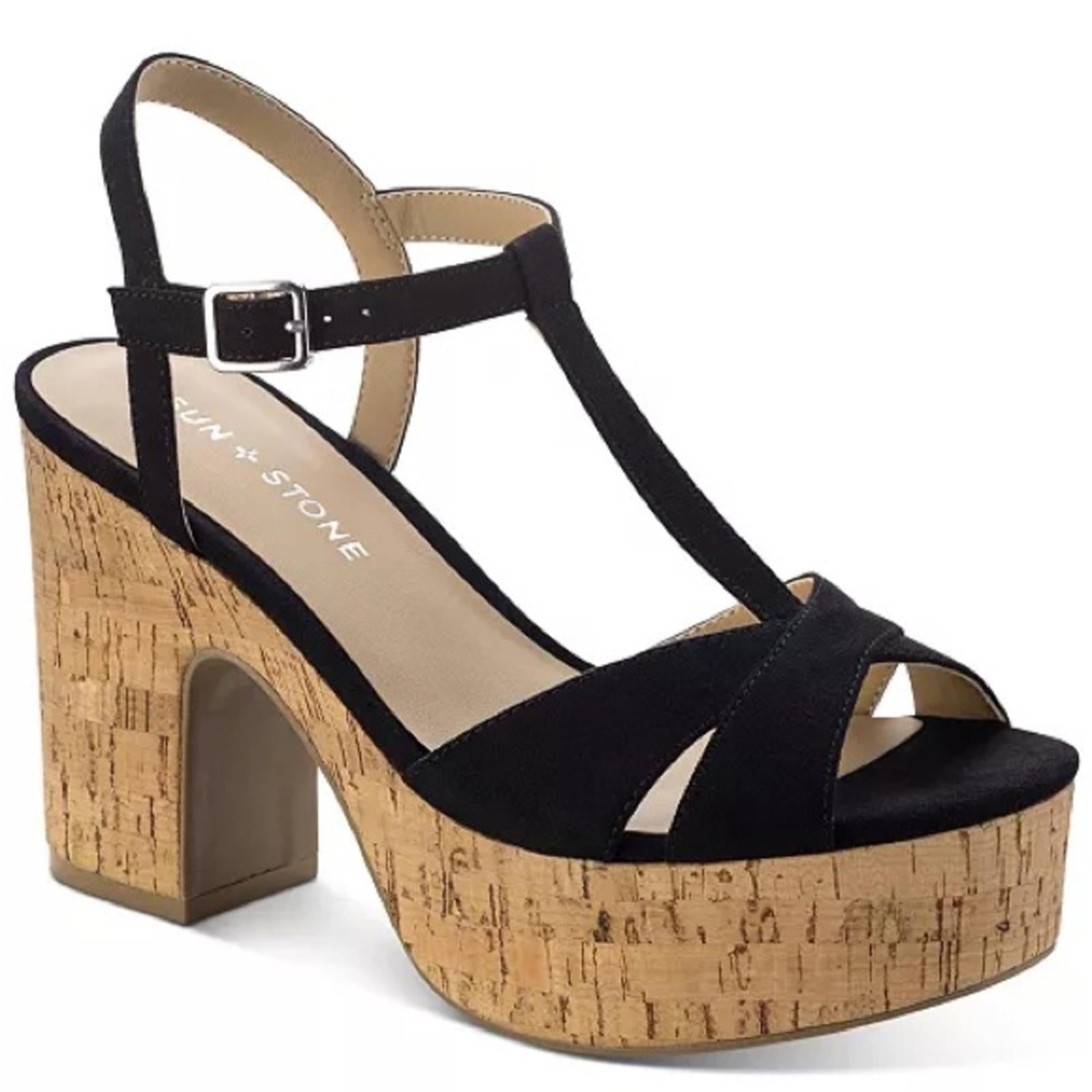 Sun+Stone Jillien Platform Block Heel Dress Sandals in Black, Size 11 New in Box