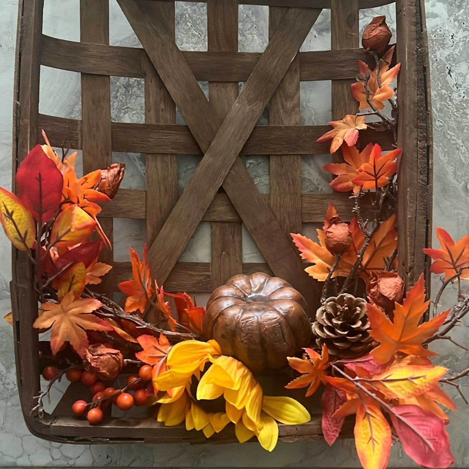 Tobacco Basket Wreath, Thanksgiving Fall Decor, NEW