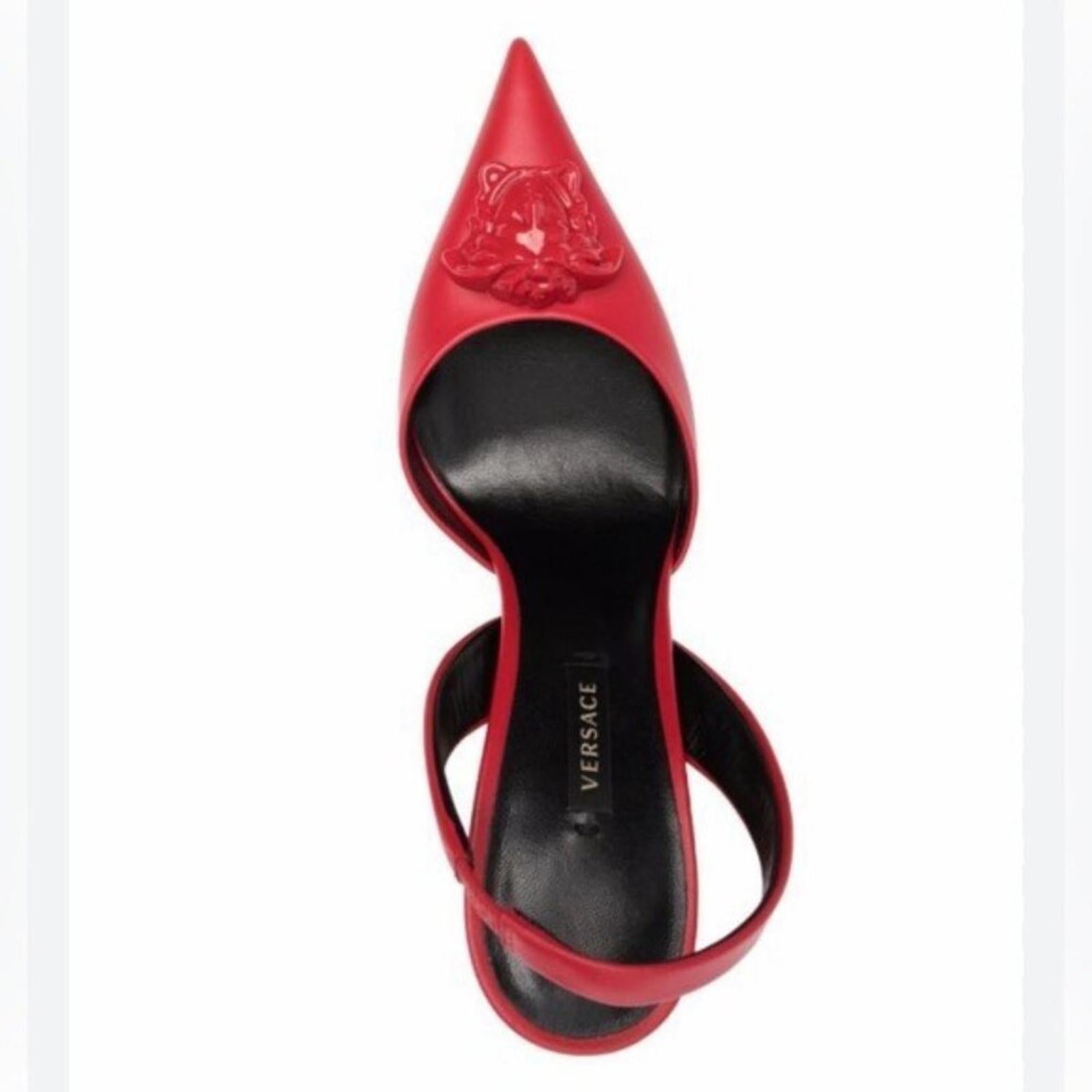 NEW Versace La Medusa Slingback Pumps/Heels in Red, Size 36.5 New in Box $1250