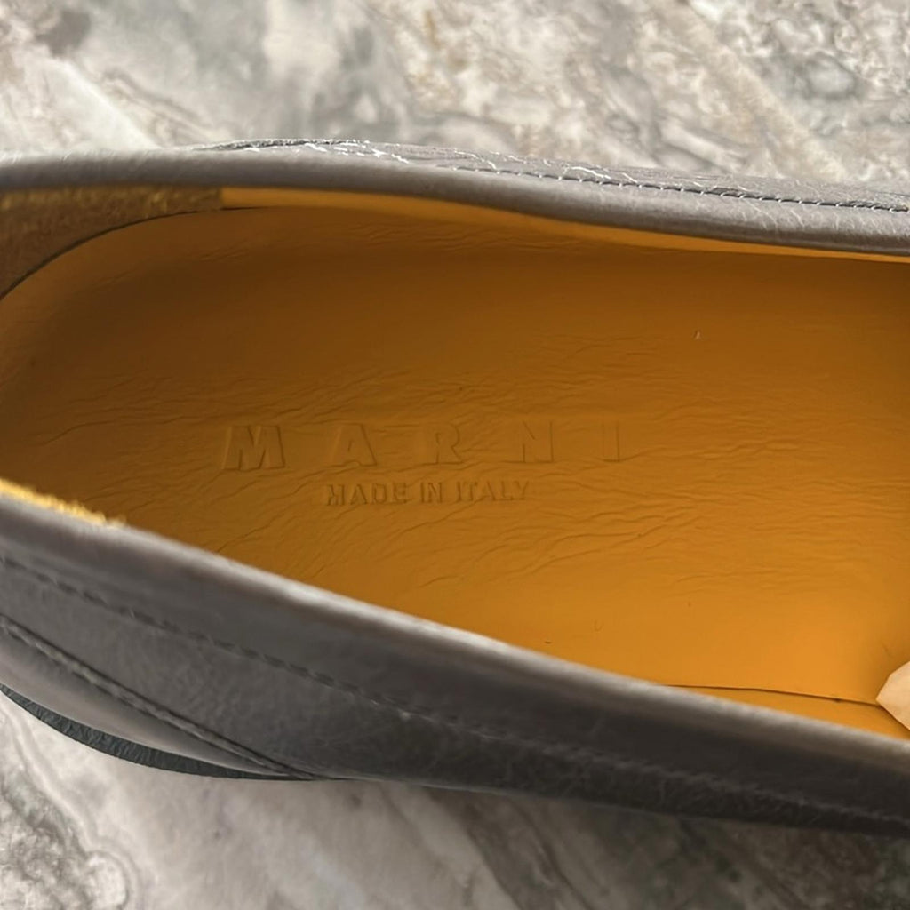 MARNI Moccasin Iconic Square-Toe Chunky Loafers Grey Size 44 NEW +DustBag