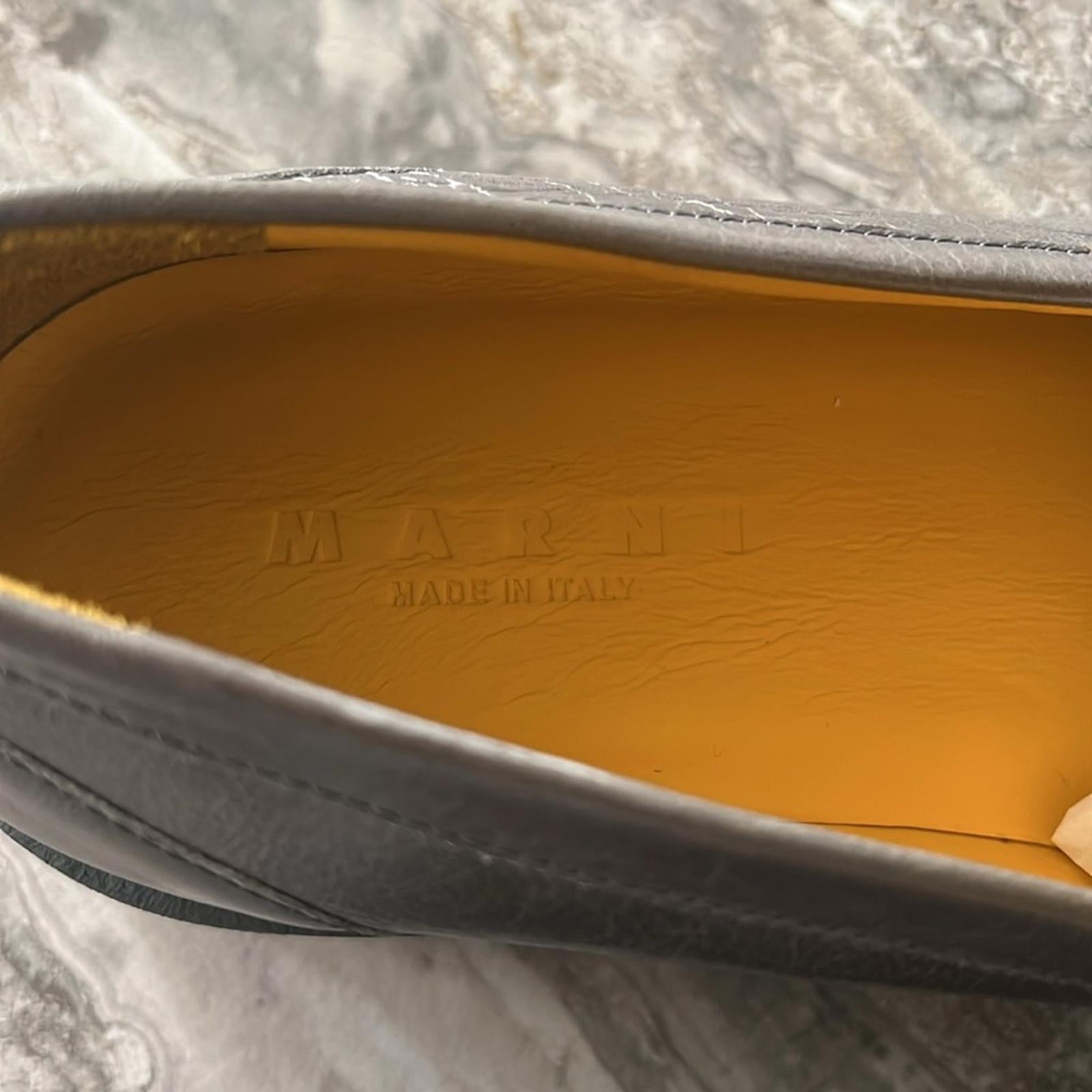 MARNI Moccasin Iconic Square-Toe Chunky Loafers Grey Size 44 NEW +DustBag